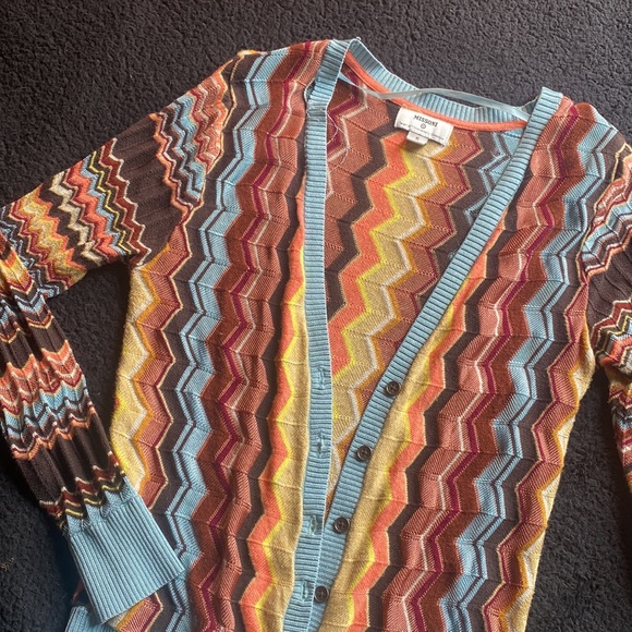Missoni Target chevron colorful baby blue pastel cardigan S geometric print - Picture 4 of 8